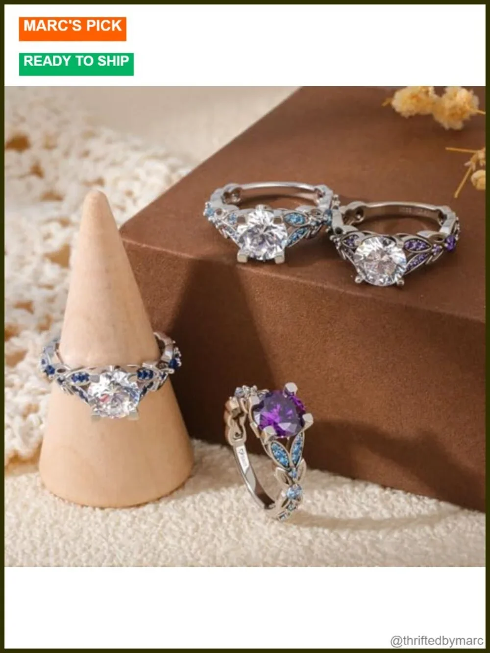 Sterling Silver Butterfly Ring Set Round Cut Engagement Promise Rings